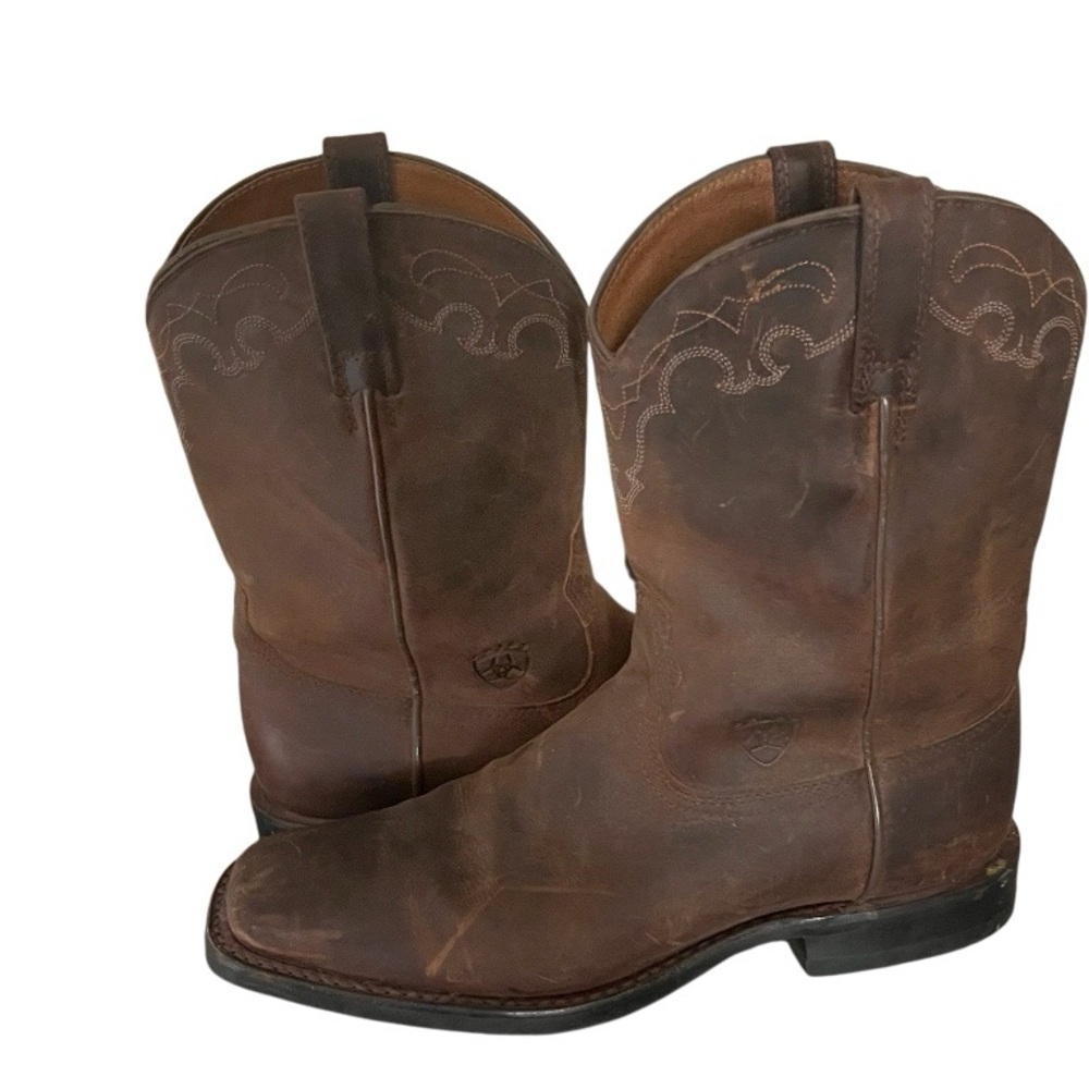 Ariat Distressed Brown Leather Western Pull-On Heeled Boots